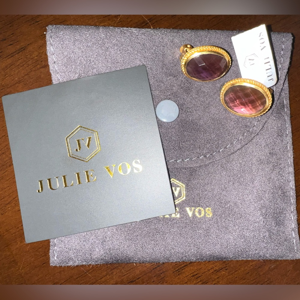Julie Vos Verona Clip earrings - NWT! Gorgeous Bordeaux color! - Picture 9 of 11